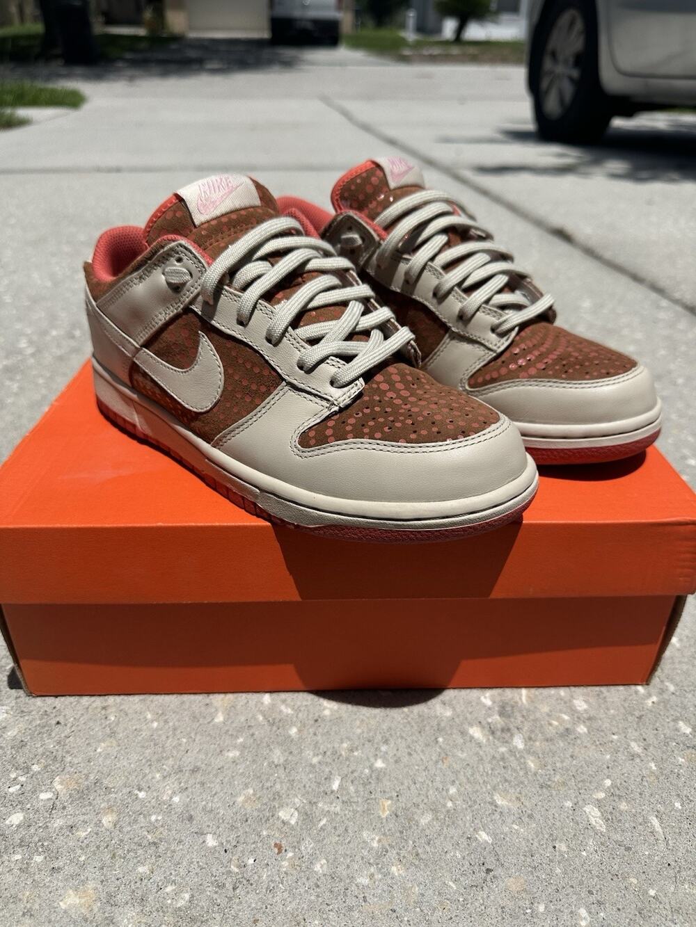 Nike Womens Dunk Low Cognac Sneakers Beige Brown 309324-212 Lace Up Shoes Sz 8.5